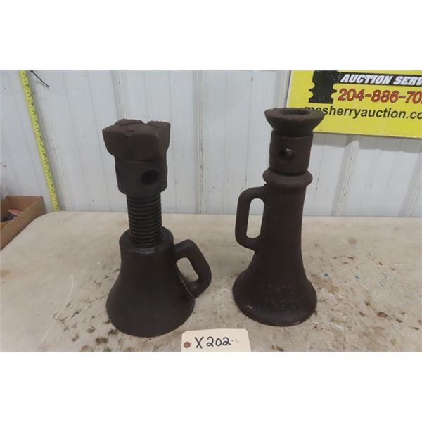 2 Heavy Duty Screw Type Building Jacks - 1 Marked 2 x 12 