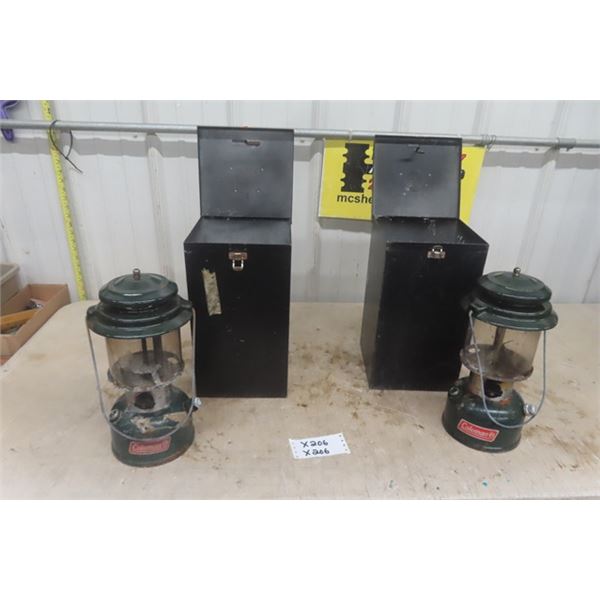2 Coleman Model 290A Oil Lamps with Cases - Needs to be Cleaned