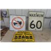 Image 1 : 3 Vintage Traffic Signs ; Maximum 60, No Heavy Trucks, Neighbourhood Watch - Largest 24" x 29.5"
