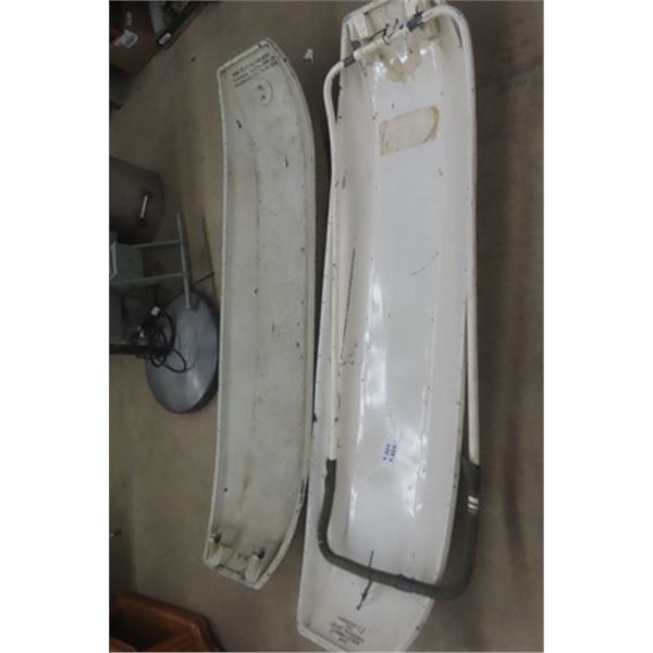 2 Light Metal Cargo Sleighs, 1 with Handle but Broken Clamp - Other Has no Handle but Good Clamps - 