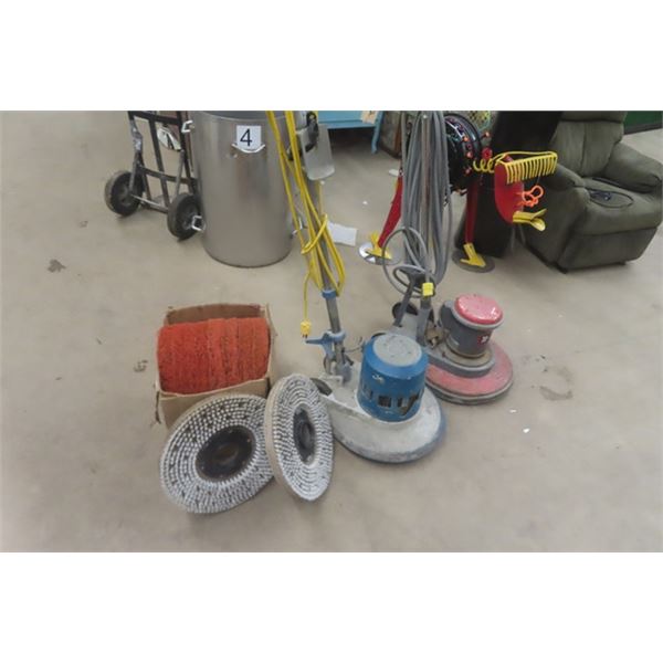 Pair of Floor Polishers - 1 is Centaur, 1 is Michaels - Includes Box with 2 Scrapers + 8 Pads