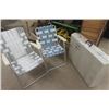 Image 1 : 2 Folding Lawn Chairs + Heavy Plastic Travel Case 8" x 26" x 35" 