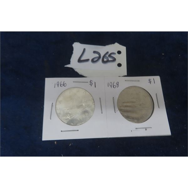 (2) Canada 1 Dollar Coins; 1966 + 1968