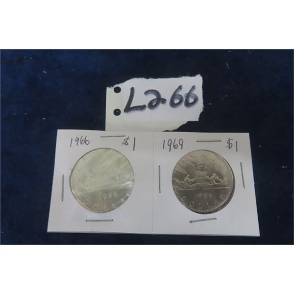 (2) Canada 1 Dollar Coins; 1966 + 1969