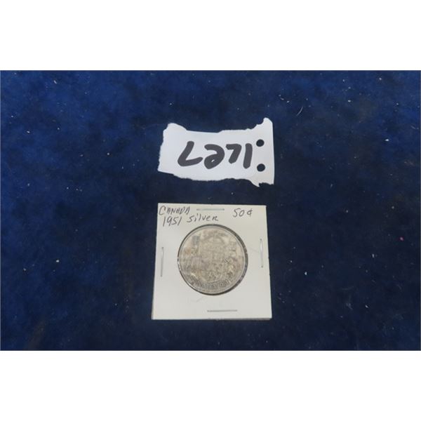 1951 Canadian 50 cent Silver Coin
