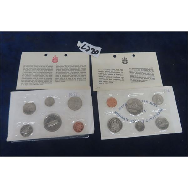 2 Sets Canada Mint Coin Sets ; 1972 + 1973