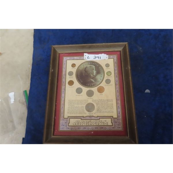 Pre Decimal Coinage of Queen Elizabeth II - Framed but NO Glass