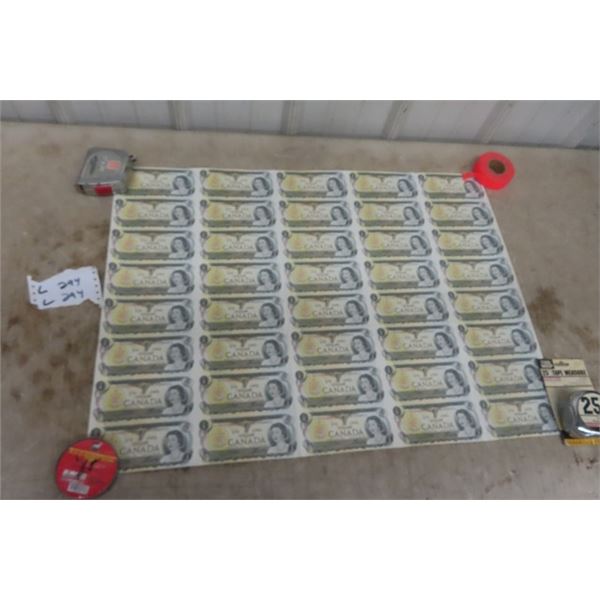 40 1973 Canadian 1 Dollar Bills Uncut 1 Sheet McSherry Auction 40-1973-canadian-1-dollar-bills-uncut-1-sheet-mcsherry-auction