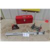 Image 1 : Metal Tool Box, Wooden Vice, Jobmate Laser Level, Mastercraft
