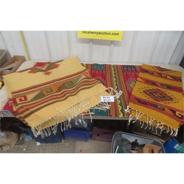3 Navaho Style Blankets, Rugs - Largest 29" x 56" 