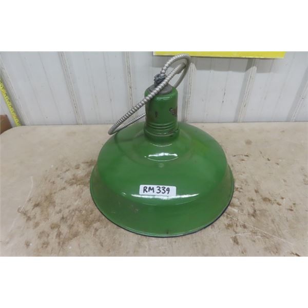 Green Porcelain 18" Barn / Service Station Light - Wired + Ready To Go