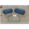 Image 1 : 3 Anchor Hocking Pyrex Casserole Dishes ; 2 Blue, 1 Clear - Largest 10" X 16.5" 