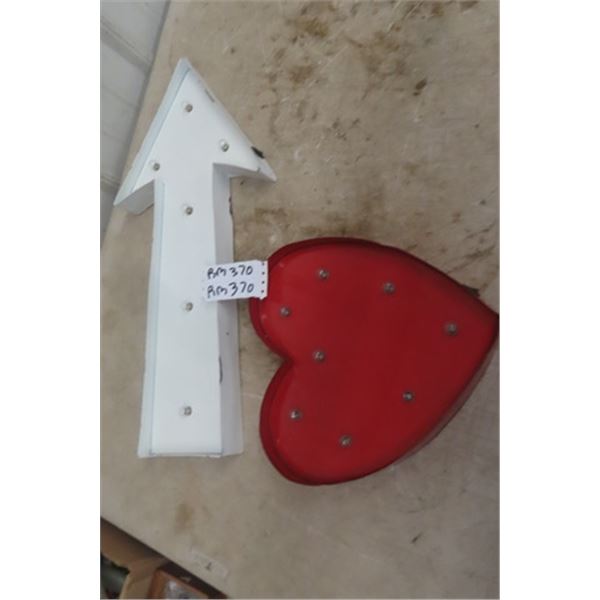 Metal Arrow 10"×24" & Light Up Heart 12"×13"