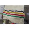 Image 2 : Unusual Vintage Traditional Hudson's Bay Wool Blanket  Made of Factoey Scraps & Sewn Together like a