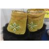Image 7 : 2 Pairs of First Nations Beaded Mukluks ( his + hers) Both Pairs in Very Good Condition with Real Fu