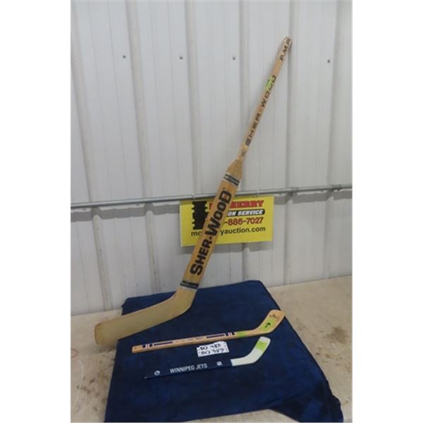 Vintage Winnipeg Jets Pokey Reddick Game Stick 1980's+ Signed Tie Domi Mini Stick plus more