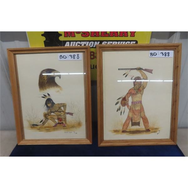 2 Original First Nations Watercolors by Elliott Acoby 1990 - Excellent Condition 12"×15"