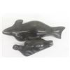 Image 2 : Vintage Indigenous Soapstone Depicting Merman Spirit Carrying Whale on its Back- Signed + Dated 9" L