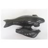 Image 3 : Vintage Indigenous Soapstone Depicting Merman Spirit Carrying Whale on its Back- Signed + Dated 9" L