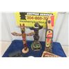 Image 4 : Vintage Haida First Nations Lot: Totem Poles, Wooden Wall Plaque- Signed, Wooden Box, Unique Lidded