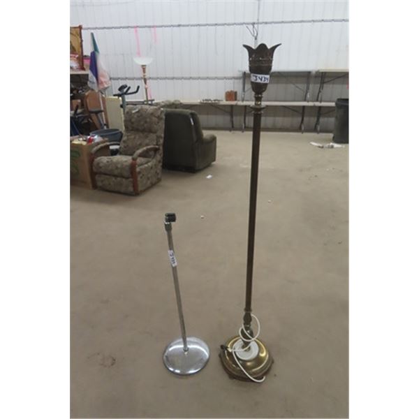 Vintage Brass Pole Lamp Stand 60" Tall, Chrome Microphone Stand 36-64"