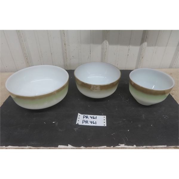 Lot of 3 Federal Glass Over Proof Mixing Bowls