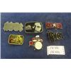 Image 1 : 6 Belt Buckles: Rock n Roll- AC/ DC, Bob Marley, Elvis, Drums
