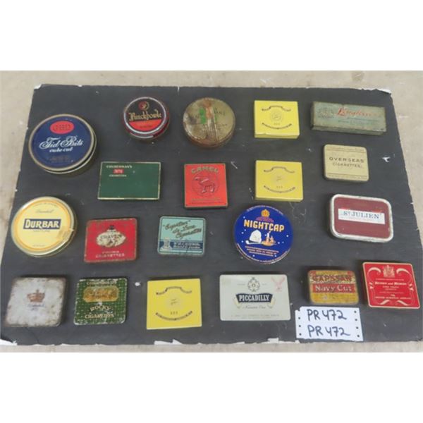 20 Assorted Cigarette + Tobacco Tins: Durbar, Capstan, State Express plus more