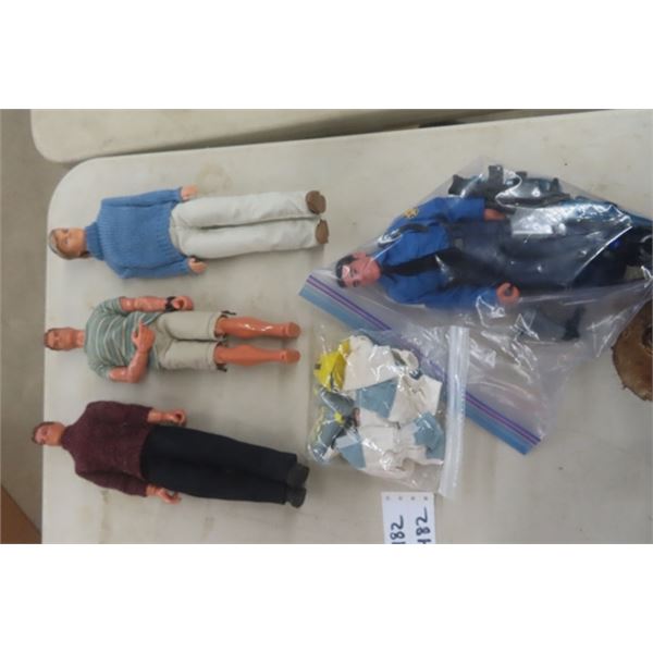 4 Male Action Figures/ Dolls + Accessories 