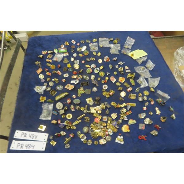 Large Assortment Lapel Pins: Canada Flags, Provinces, Curling plus more