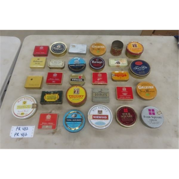 28 Assorted Cigarette + Tobacco Tins: Four Square, Benson + Hedges, Flying Dutchman 