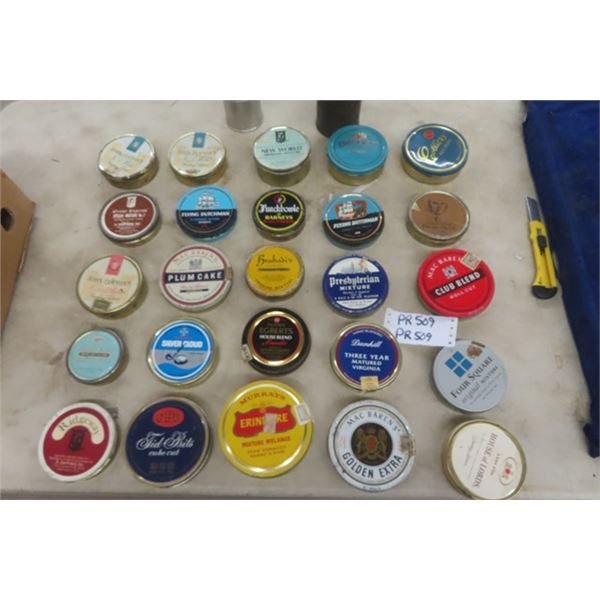 27 Assorted Round Tobacco Tins: Flying Dutchman, Four Square, Dunhill, plus others