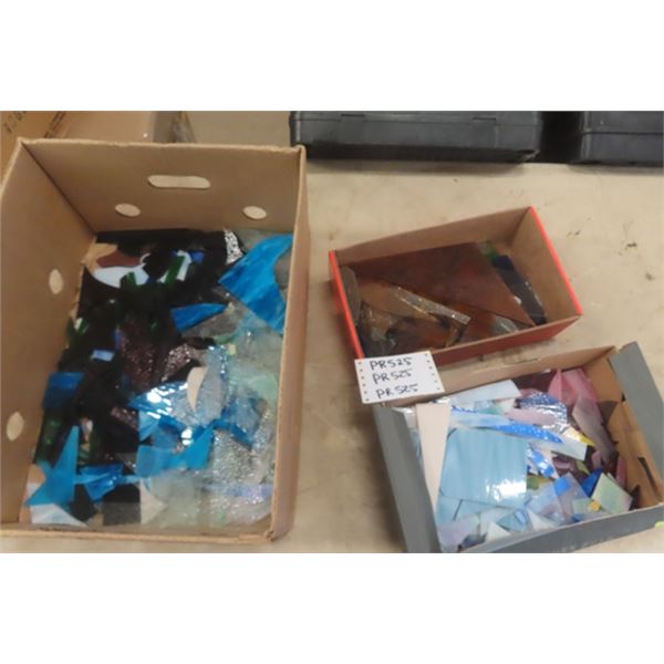 3 Boxes Glass Colored Pieces for Art Projects
