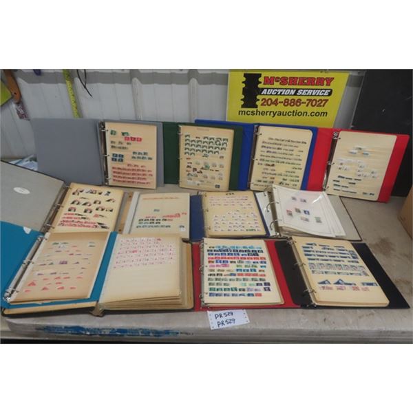 12 Binders of Stamps - Used ; Canada, USA, UK, Australia plus more - Circulated, Unused