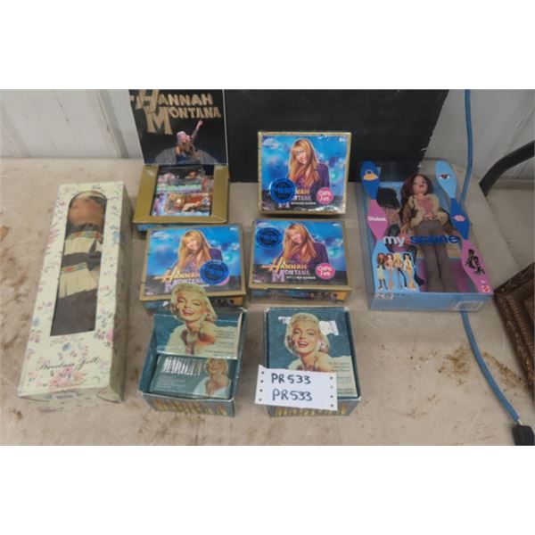 4 Boxes of Hannah Montana Sticker Cards - 3 Sealed , 2 Boxes Marilyn Monroe Trading CArds - Sealed P