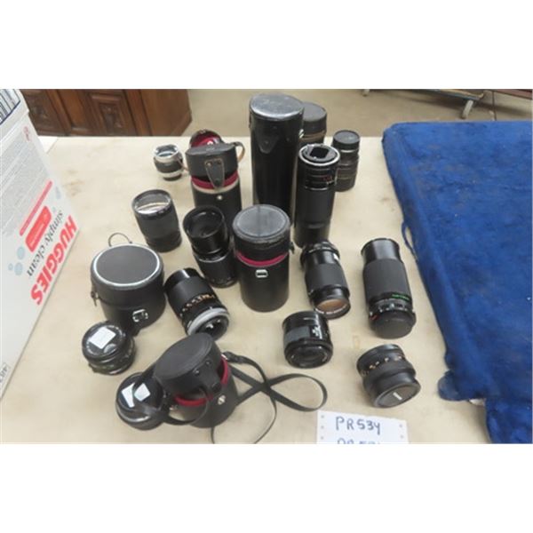 12 Assorted Camera Lenses ; Konica, Canon, Pentax plus others