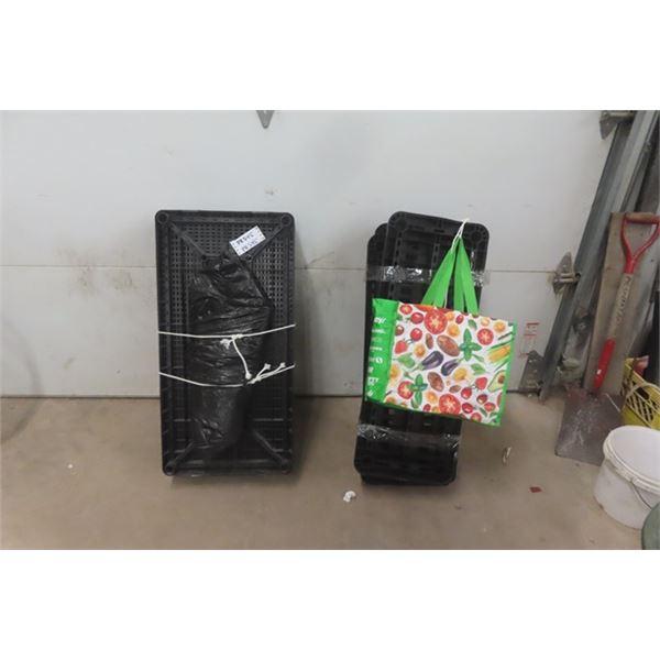 (2) 4 Tier Black Poly Shelves with Uprights