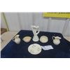 Image 1 : 6 Belleek Fine China ; 2 Cream + Sugar, Saucer + Harp Ornament 7" Tall 