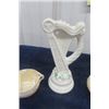 Image 4 : 6 Belleek Fine China ; 2 Cream + Sugar, Saucer + Harp Ornament 7" Tall 
