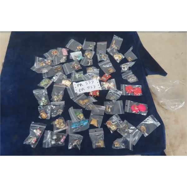 50 Sets of Vintage Earrings - All Snap On or Screw Backs - some Rhinestones