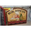 Image 3 : 2 Wooden 3D Pictures ; Menu Board 24" x 38" & Bon Appetit 20" x 24" 