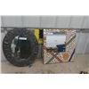 Image 1 : 2 Mirrors ; Oval 18" x 21" Metal Over Wood & Ceramic Tile 20.5" x 20.5" 