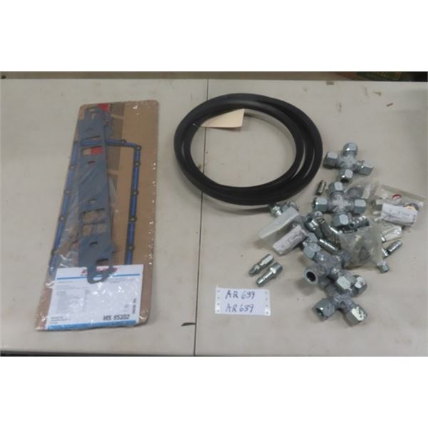 Assorted Fittings,  Large Macdon #34400 Belt, Chrysler  5.9L Manifold Gaskets