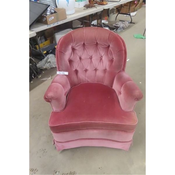 Pink Upholstered Swivel Arm Chair