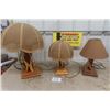 Image 1 : 3 Diamond Willow Table Lamps- 2 With Matching Shades