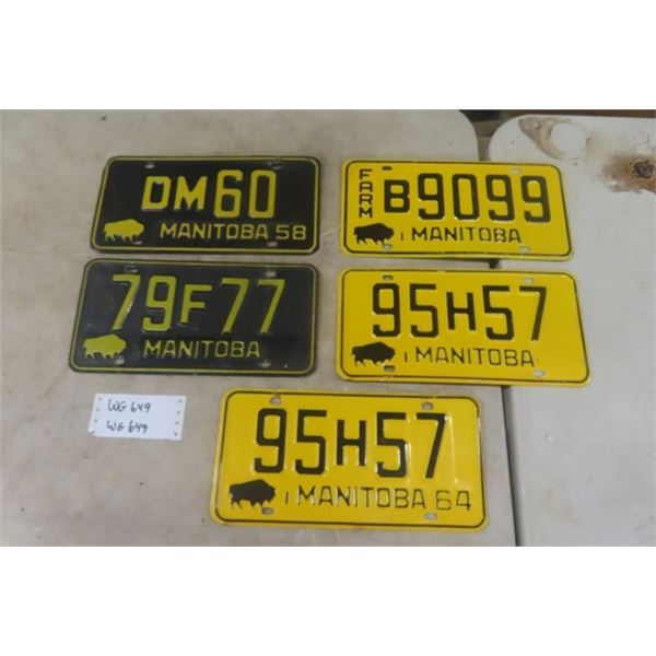 Lot of 5 1950's-60's Manitoba License Plates