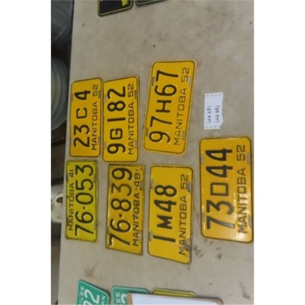 7 Assorted Manitoba License Plates 1941-1952