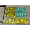 Image 1 : 2 Pairs of Alberta License Plates, 1 Pair 1965 Saskatchewan Plates - Like New