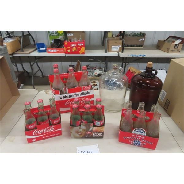 22 Assorted Coca-Cola Bottles, Clear + Brown Jugs