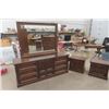 Image 1 : Dresser with Mirror 19"×25"×71" + Mirror 42"×52" & 2 Matching Night Tables 16"×21"×24"
